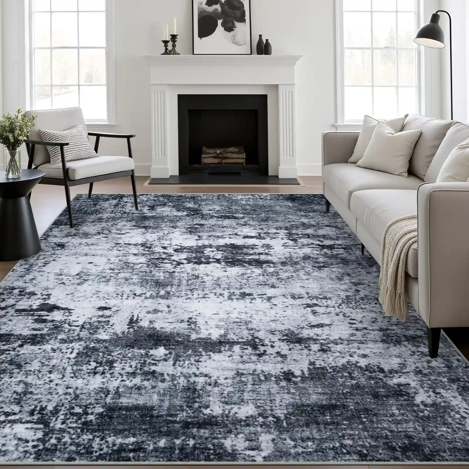 5×7 Area Rug Living Room Rug: Washable Modern Abstract Soft Thin Rug detail