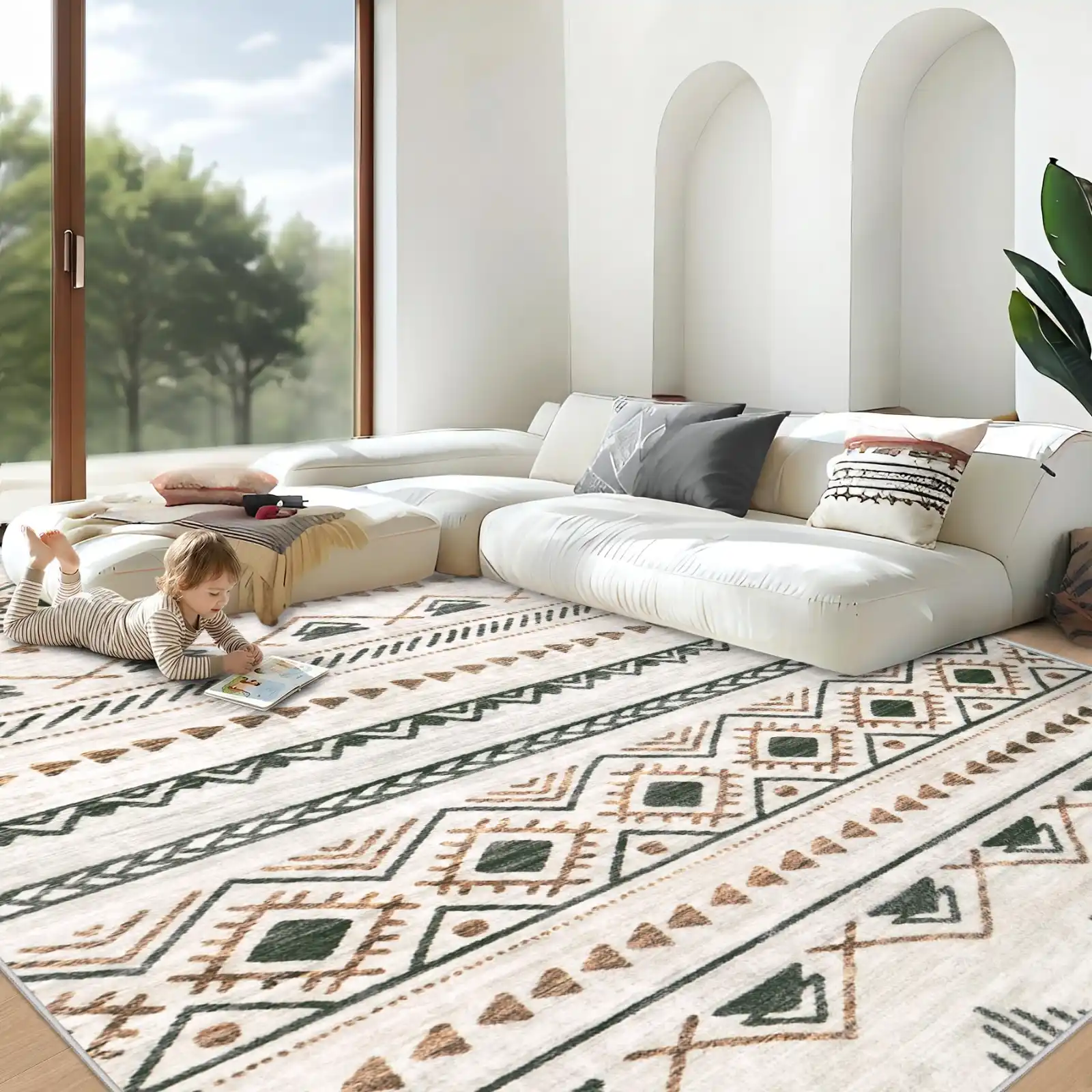 Area Rug Living Room Rugs 8×10 Large Soft Boho Geometric Rug detail