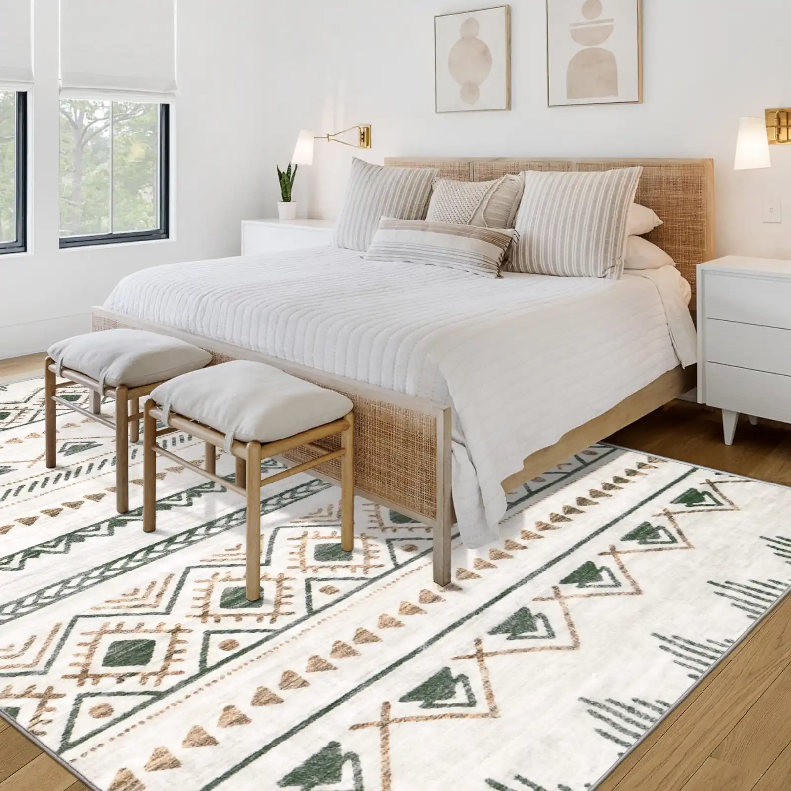 Area Rug Living Room Rugs 8×10 Large Soft Boho Geometric Rug features