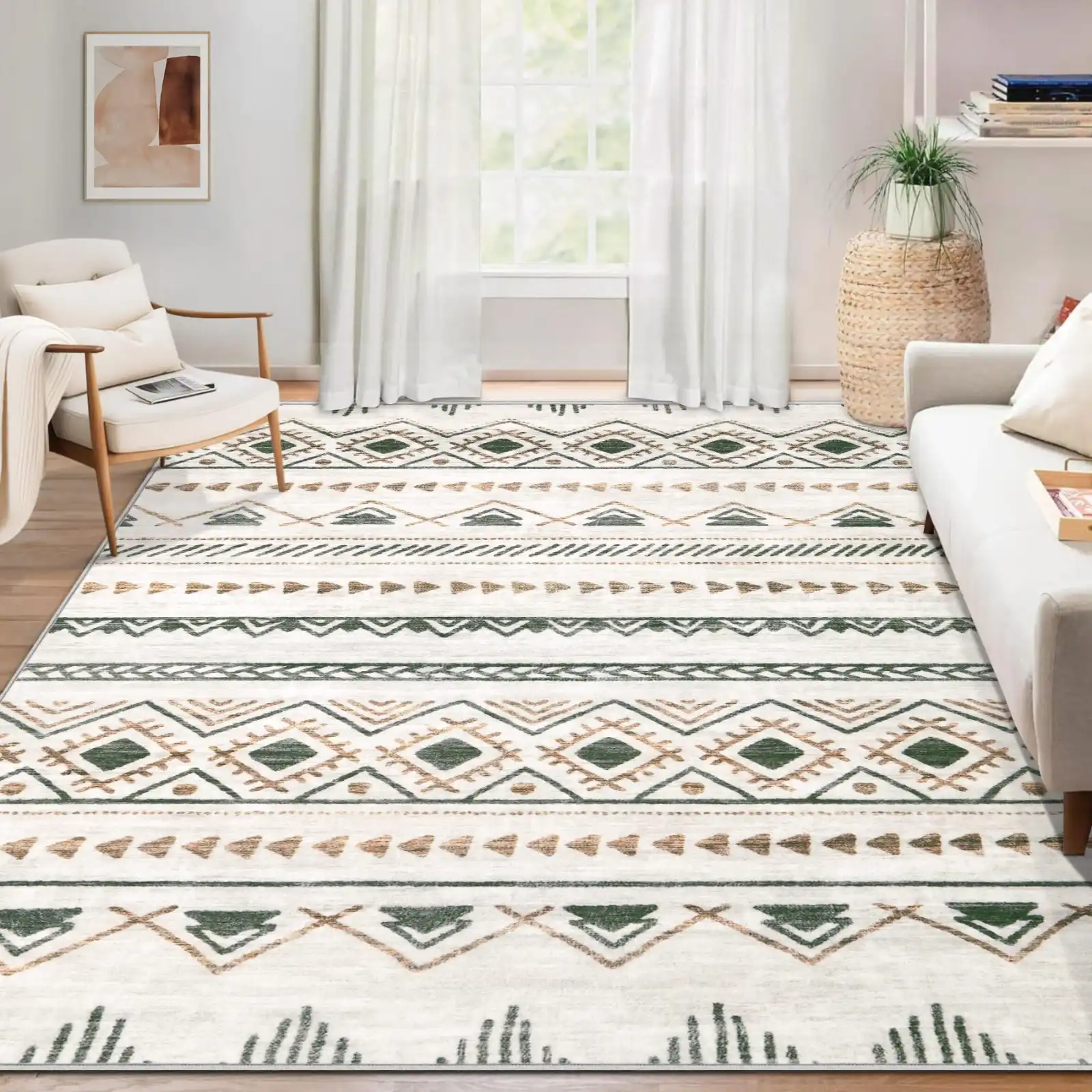 Area Rug Living Room Rugs 8×10 Large Soft Boho Geometric Rug texture