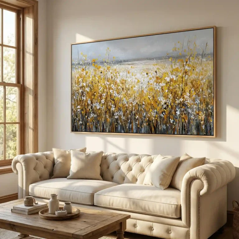 Floral Field Canvas Wall Art Yellow and White Flowers review