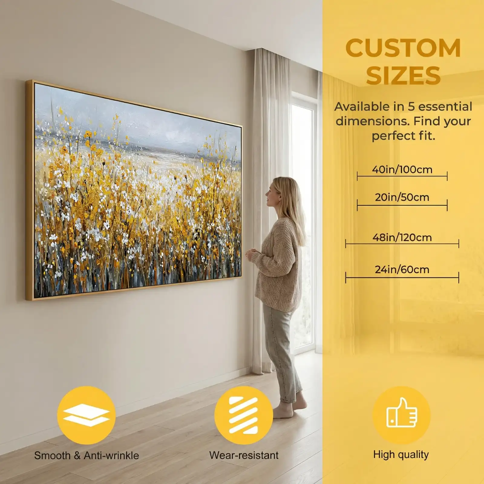 Floral Field Canvas Wall Art Yellow and White Flowers unboxing
