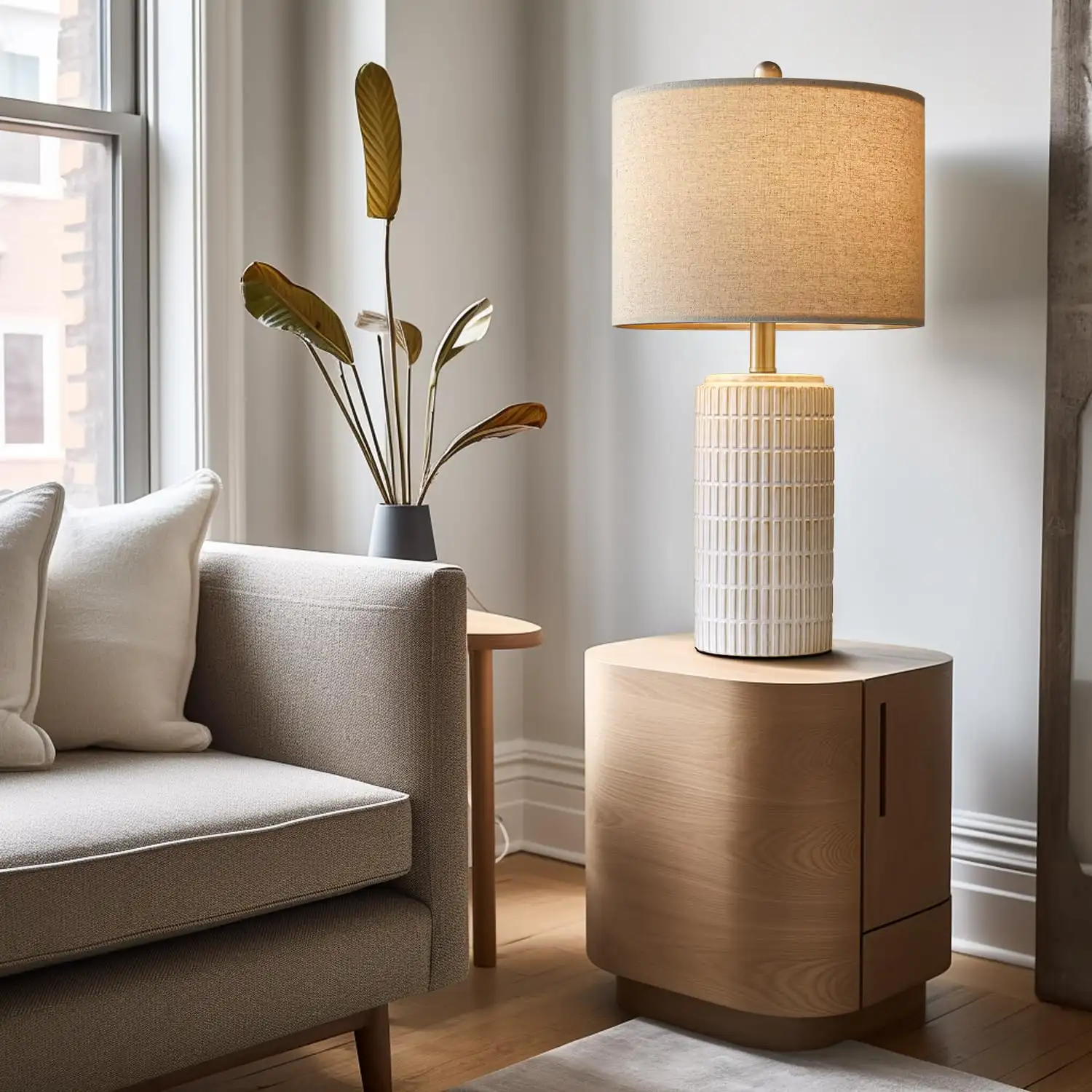 PoKat 23″ Modern Ceramic Table Lamp Set of 2 features