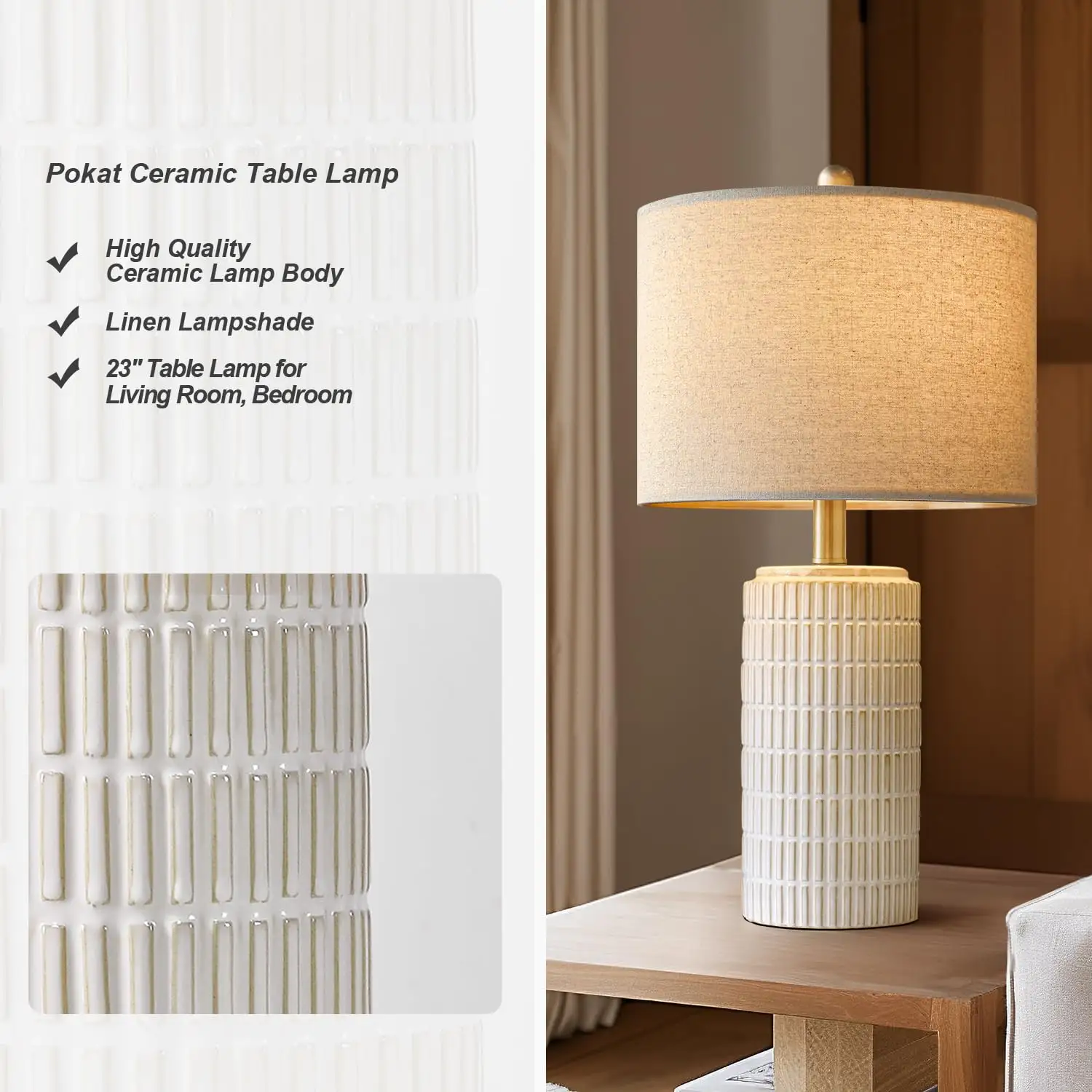 PoKat 23″ Modern Ceramic Table Lamp Set of 2 showcase