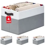 4-Pack Large Closet Storage Baskets – Decorative Organizers with Handles