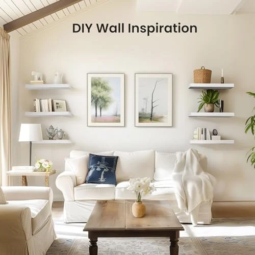 AMADA HOMEFURNISHING Floating Shelves – White Wall Decor Set of 3 detail