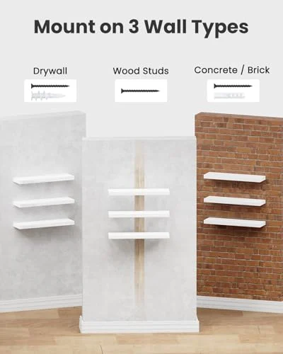 AMADA HOMEFURNISHING Floating Shelves – White Wall Decor Set of 3 results
