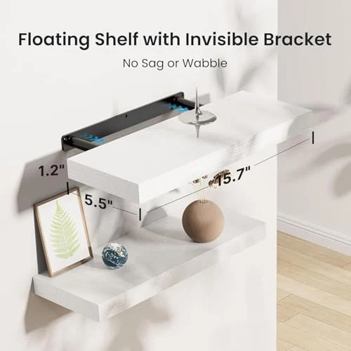 AMADA HOMEFURNISHING Floating Shelves – White Wall Decor Set of 3 showcase