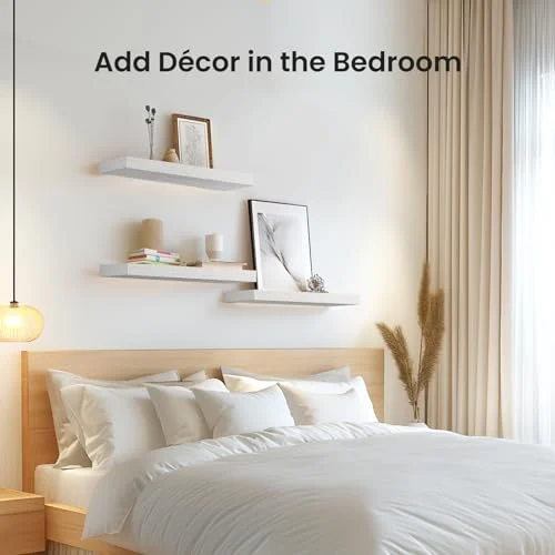 AMADA HOMEFURNISHING Floating Shelves – White Wall Decor Set of 3 unboxing