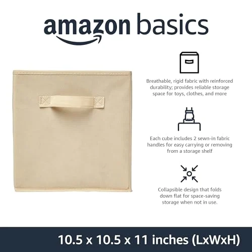 Amazon Basics Fabric Storage Cubes – Sturdy Organizer Bins Set of 6 detail
