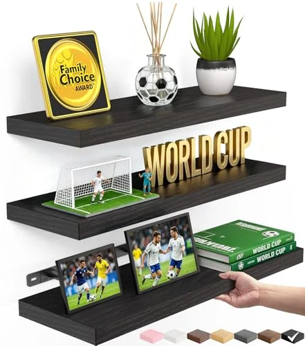 BAYKA Floating Shelves – Rustic Wall-Mounted Storage Set of 3 review