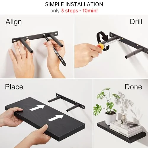 BAYKA Floating Shelves – Rustic Wall-Mounted Storage Set of 3 unboxing