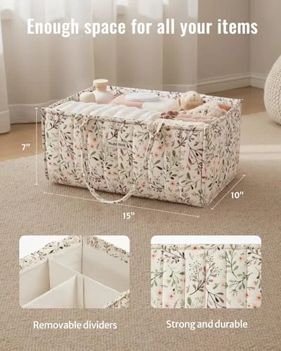 Blissful Diary Floral Diaper Caddy – Stylish Nursery Organizer showcase