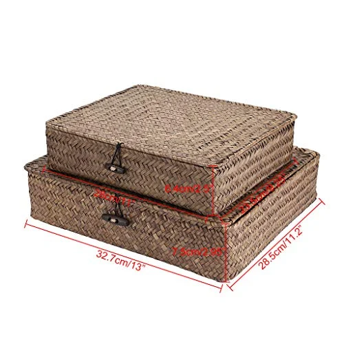 Hipiwe Set of 2 Woven Storage Bins – Natural Seagrass Organizer Baskets results