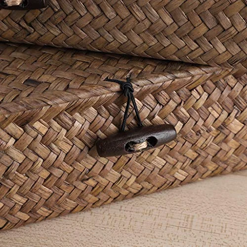 Hipiwe Set of 2 Woven Storage Bins – Natural Seagrass Organizer Baskets showcase