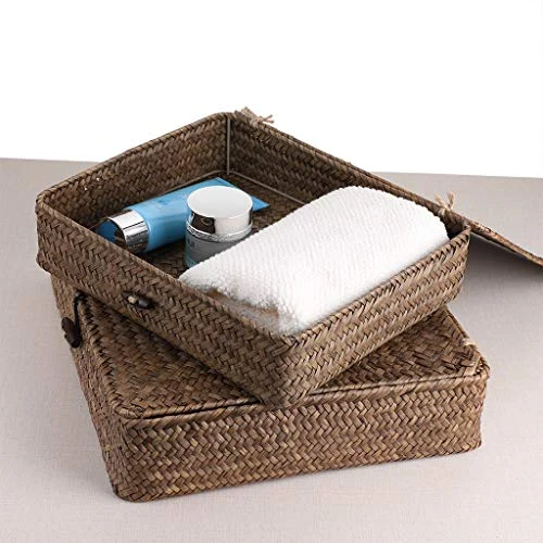 Hipiwe Set of 2 Woven Storage Bins – Natural Seagrass Organizer Baskets unboxing