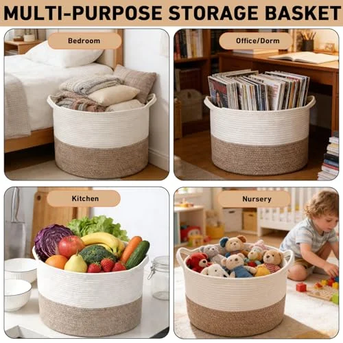 Large Woven Blanket Basket – 65L Cotton Rope Storage Hamper results