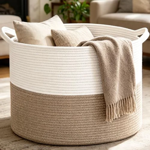 Large Woven Blanket Basket – 65L Cotton Rope Storage Hamper review