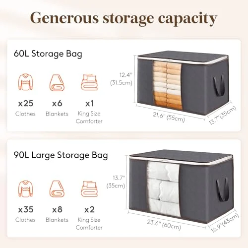 Lifewit 6-Pack Clothes Storage Bins – Foldable Storage with Lids detail