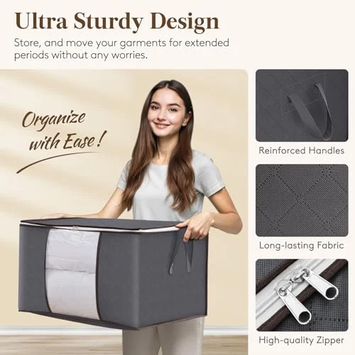 Lifewit 6-Pack Clothes Storage Bins – Foldable Storage with Lids features