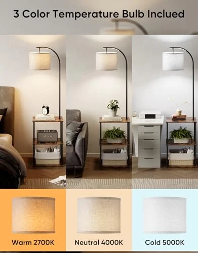 PARTPHONER Floor Lamp with Table – Stylish Lighting and Storage showcase