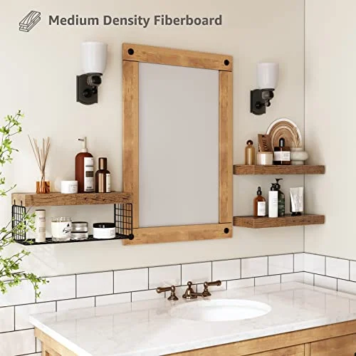 QEEIG Over Toilet Bathroom Shelves – Rustic Floating Shelf Set results