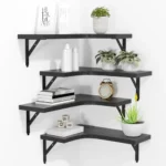 ROMGUAR CRAFT Corner Floating Shelves – Rustic Wood Display Set