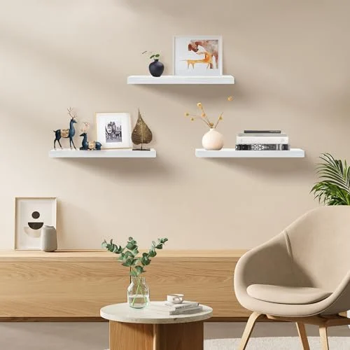 Upassion White Floating Shelves – 16-Inch Wall-Mounted Set of 3 detail