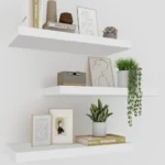 Upassion White Floating Shelves – 16-Inch Wall-Mounted Set of 3