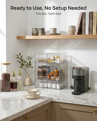 Vtopmart Stackable Storage Drawers – Clear Organizer Bins Set of 5 detail
