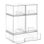 Vtopmart Stackable Storage Drawers – Clear Organizer Bins Set of 5