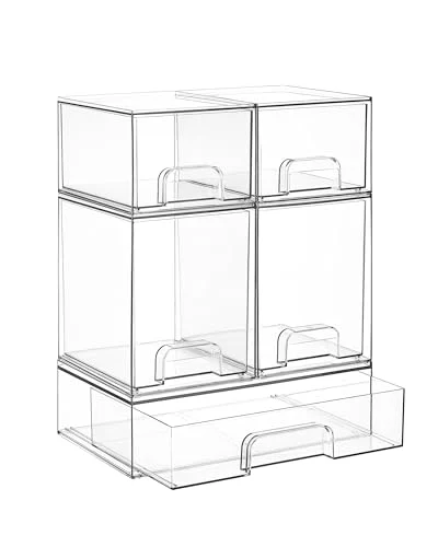 Vtopmart Stackable Storage Drawers – Clear Organizer Bins Set of 5 review