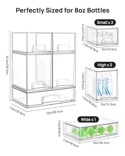 Vtopmart Stackable Storage Drawers – Clear Organizer Bins Set of 5 showcase