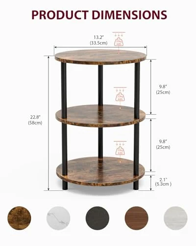 XBurmo Small Round Coffee Table – Industrial Vintage Accent Table detail
