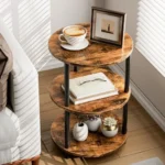 XBurmo Small Round Coffee Table – Industrial Vintage Accent Table