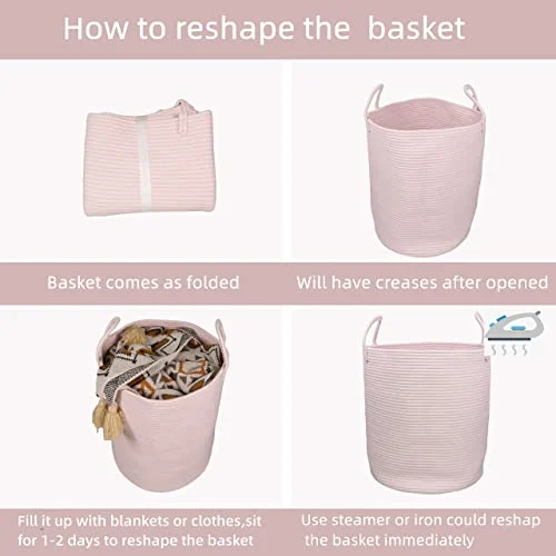 XUANGUO Cotton Rope Laundry Basket – Tall Woven Hamper for Kids unboxing