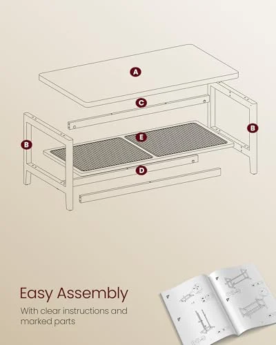 2-Tier Coffee Table with PVC Rattan Shelf for Boho Living Room unboxing