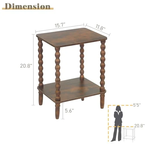 2-Tier Side Table with Storage Shelf for Narrow Living Rooms detail