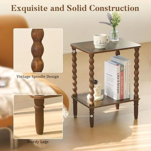 2-Tier Side Table with Storage Shelf for Narrow Living Rooms showcase