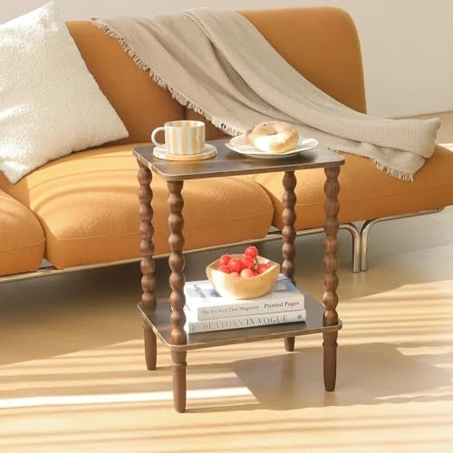 2-Tier Side Table with Storage Shelf for Narrow Living Rooms unboxing