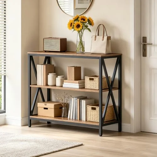 31.5-Inch Industrial Console Table with 3-Tier Storage detail