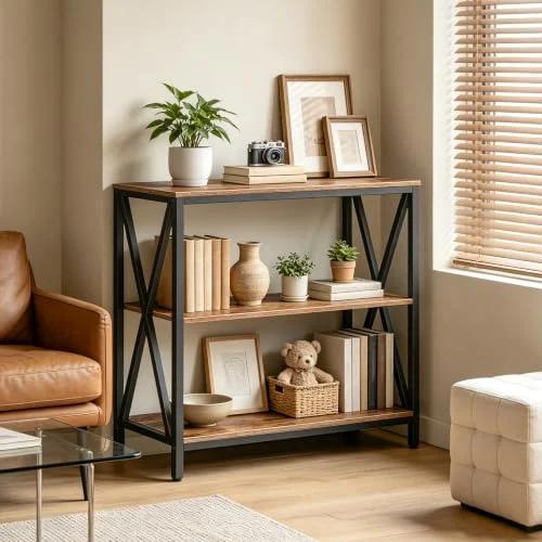 31.5-Inch Industrial Console Table with 3-Tier Storage features