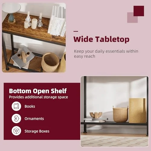 32-Inch Console Table with Storage Shelf for Narrow Hallways features