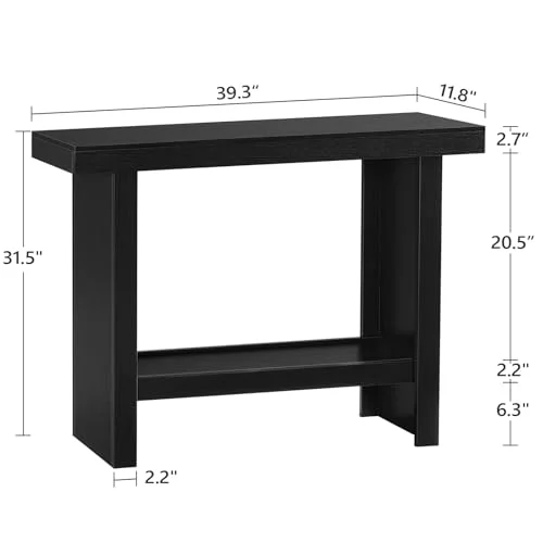 39.4-Inch Black Rectangular Console Table for Living Room detail