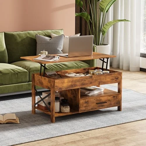 39-Inch Lift Top Coffee Table with Hidden Compartment for Living Room detail