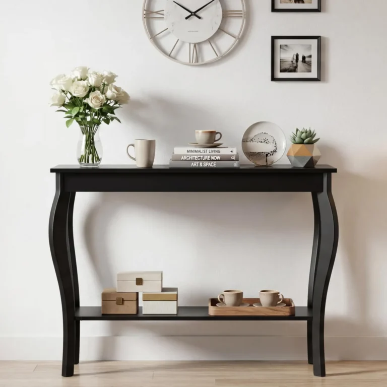 39-Inch Narrow Entryway Table with Curved Legs and Shelves review