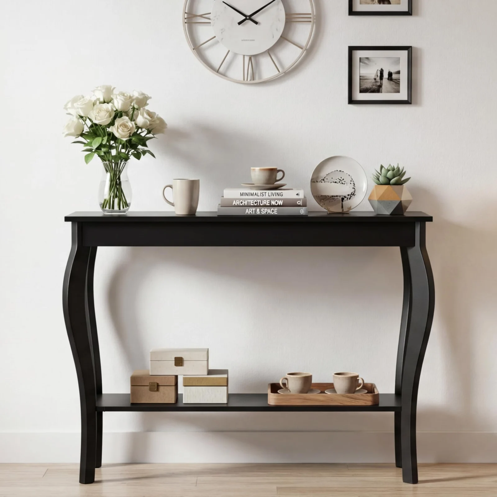 39-Inch Narrow Entryway Table with Curved Legs and Shelves review