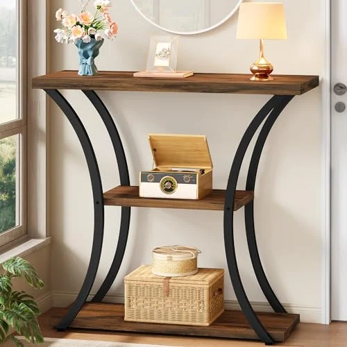 3-Tier Console Table with Curved Metal Frames for Entryway Style review