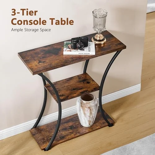 3-Tier Console Table with Curved Metal Frames for Entryway Style showcase