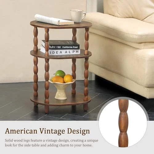 3-Tier Oval Side Table for Rustic Living Room Decor features